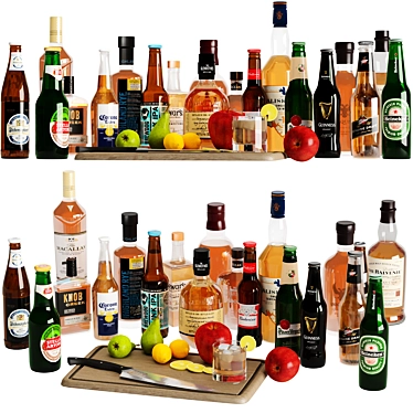 Mixed Bottle Collection - Whiskey, Bree, Fruit 3D model image 1 