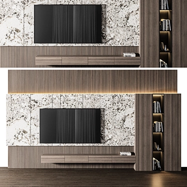 Modern TV Wall 3D Model 3D model image 1 