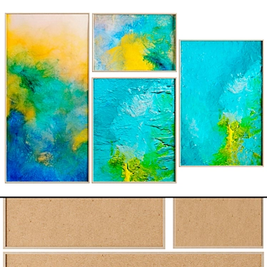 Colorful Abstract Canvas Artworks 3D model image 1 