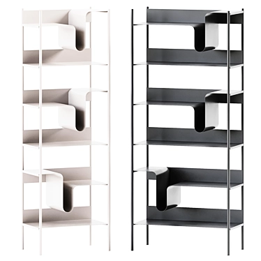 Modern Wave Bookshelf Collection 3D model image 1 