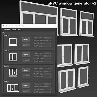 Customizable uPVC Window Generator 3D model image 1 