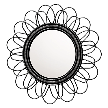 Black Rattan Flower Mirror 60cm 3D model image 1 