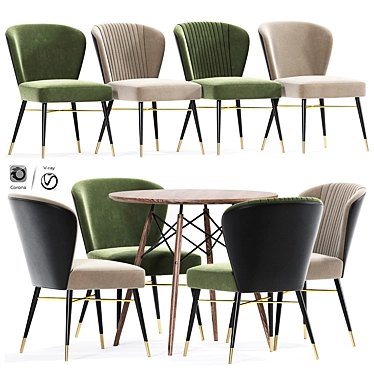 Modern Dining Table Chair Set 3D model image 1 