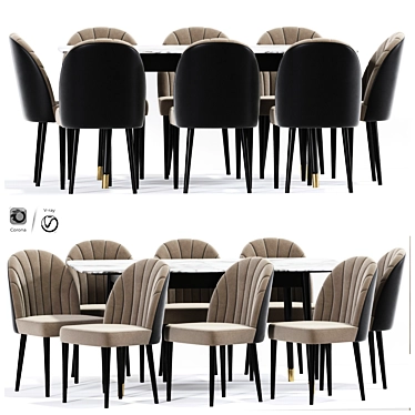 Luxury Velvet Dining Chair Set 3D model image 1 