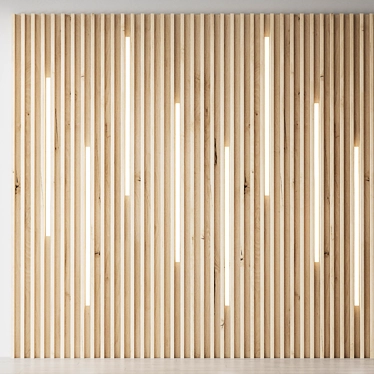 Decorative Wooden Panel Wall 3D model image 1 