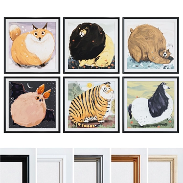 Modern Animal Picture Frame Set 3D model image 1 