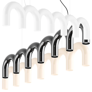 Sleek Black Arch Pendant Light 3D model image 1 