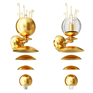 Elegant Brass Glass Sconce 3D model image 1 