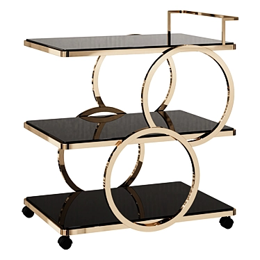 Modern 3-Tier Rolling Bar Cart 3D model image 1 