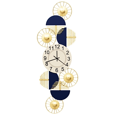 Blue & Gold Metal Wall Clock 3D model image 1 