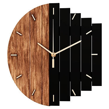 Rustic Abstract Wooden Wall Clock 3D model image 1 