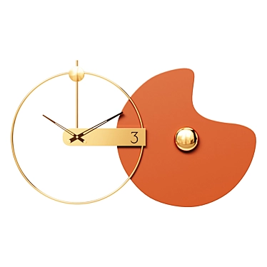 Orange & Gold Metal Wall Clock 3D model image 1 