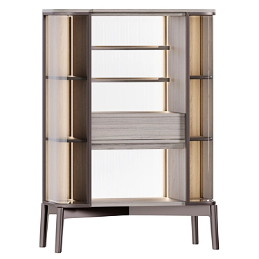 Modern Elegance: Wood Glass Display Cabinet 3D model image 1 