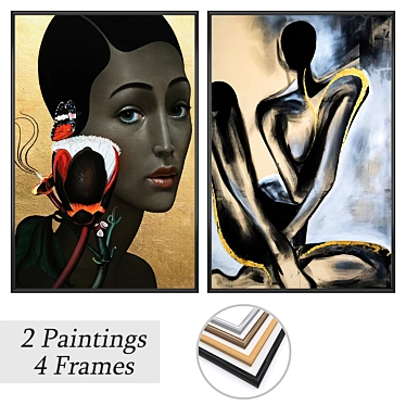 Art Set with Varied Frames 3D model image 1 