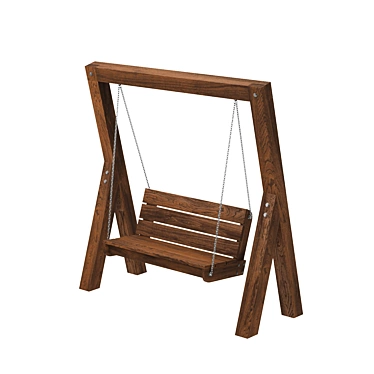 Palisander Wood Garden Swing 3D model image 1 