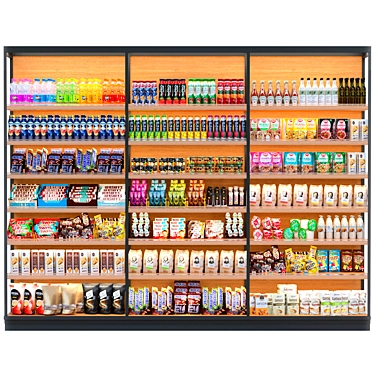 Supermarket Display with Products 3D model image 1 