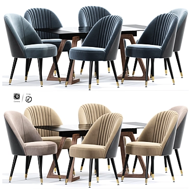 Modern Dining Chair Set Bundle 3D model image 1 