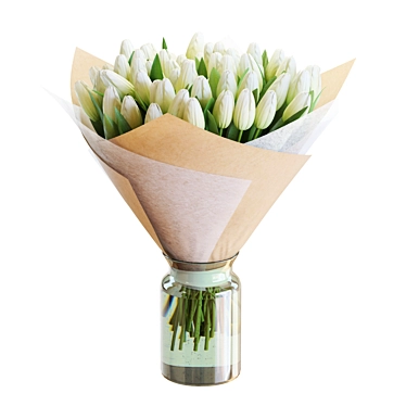 Elegant White Tulips Bouquet 3D 3D model image 1 