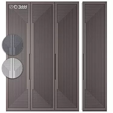 Modern Three-Color Built-in Wardrobe 3D model image 1 