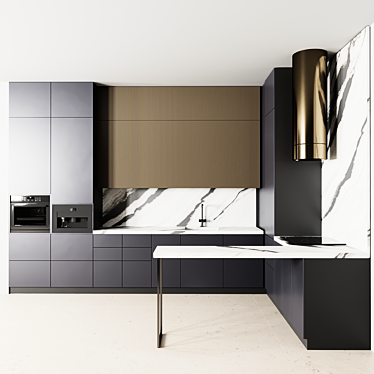 Modern Modular Kitchen Set 3D model image 1 