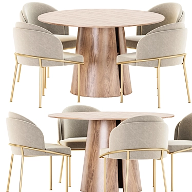 Modern Round Dining Set Collection 3D model image 1 