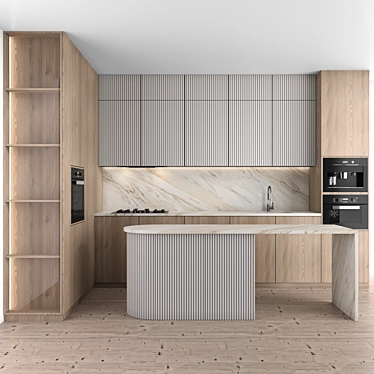 Interactive Modern Corner Kitchen Set 3D model image 1 