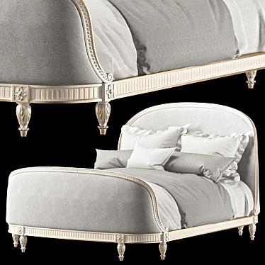 Exquisite Antique Louis XVI Bed 3D model image 1 