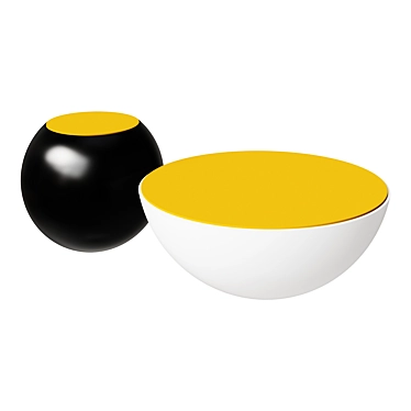 Sleek Modern Bowl & Drum Coffee Table 3D model image 1 