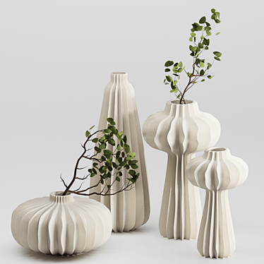 Elegant Lithos Vase Set 01 3D model image 1 