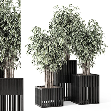 Metal Pot Indoor Plant Set 3D model image 1 