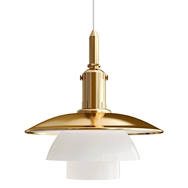 Opal Glass Brass Pendant Lamp 3D model image 1 