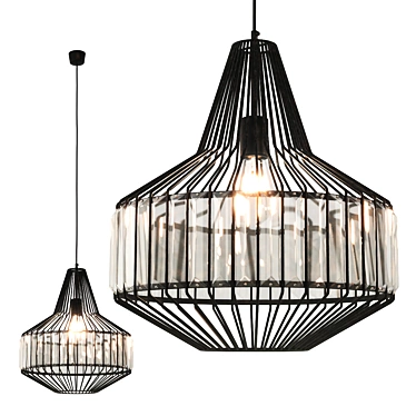 Steel Grid Glass Pendant Light 3D model image 1 