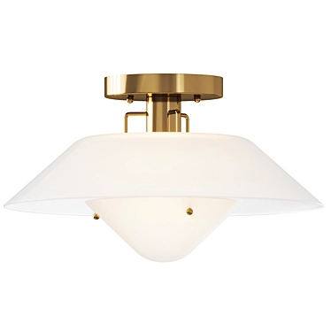 Modern Industrial Flush Mount Light 3D model image 1 