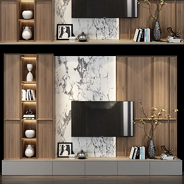 Sleek TV Wall Decor Shelf 3D model image 1 