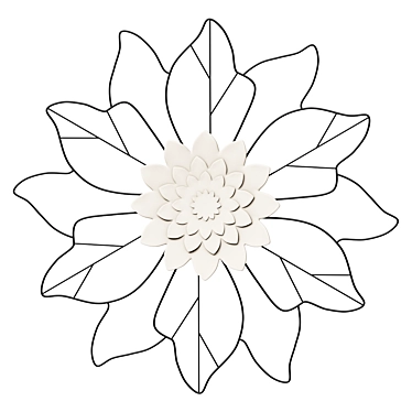 Metallic Flower White Wall Decor 3D model image 1 