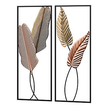 Metal Leaves Branch Wall Art 3D model image 1 