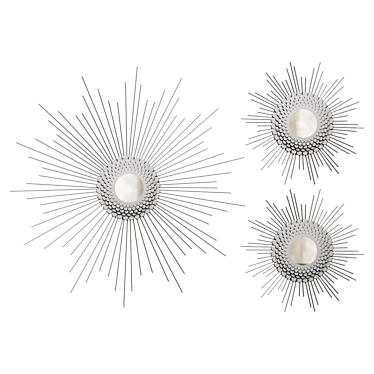 Wall Mural Set Of Three Silver Metal Sunburst Round Wall Mirrors Wall Decor