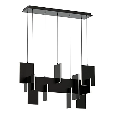 Modern Black LED Chandelier 3D model image 1 