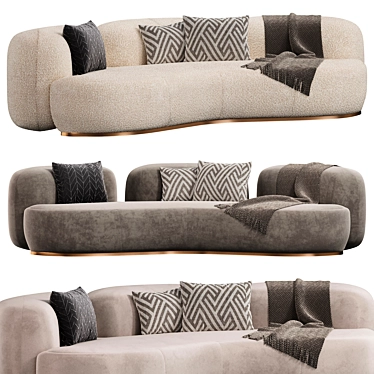 Modern Curved Fabric Sofa Design 3D model image 1 