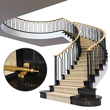 Elegant Neoclassical Staircase Design 3D model image 1 