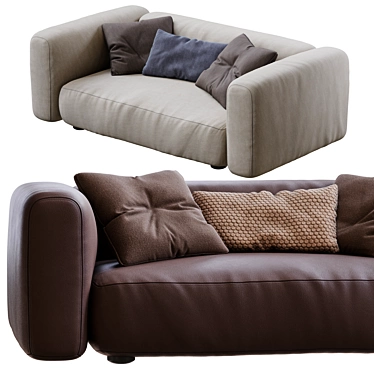 Modern Chic Two-Seater Sofa 3D model image 1 