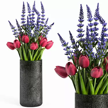 Vibrant Tulip Flower Bouquet Set 3D model image 1 