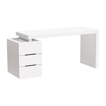 White Writing Desk Cabinet 3 Drawers 3D model image 1 