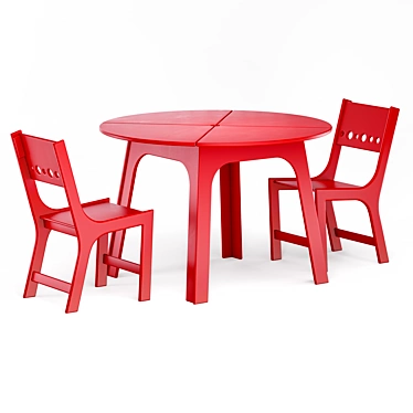 Outdoor Round Table Set with Chairs 3D model image 1 