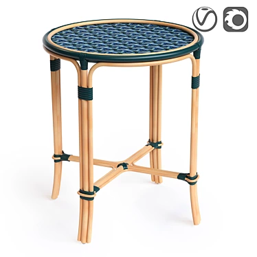 Boho Rattan Wicker Side Table 3D model image 1 