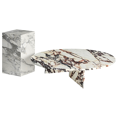 Sleek Marble Side Tables Duo 3D model image 1 