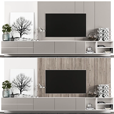  Modern 3D TV Wall Unit 3D model image 1 