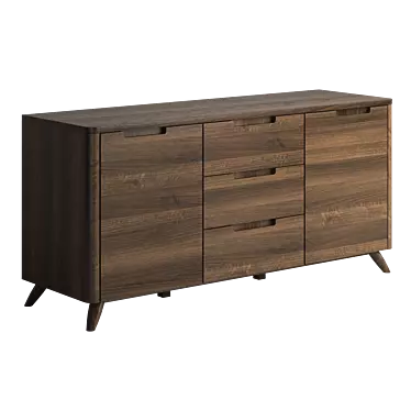 American Walnut 3-Section Sideboard 3D model image 1 