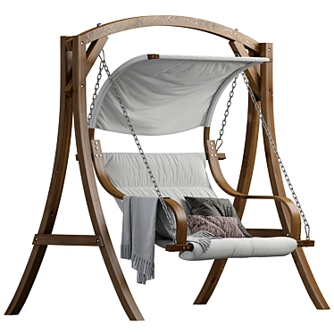 Title: Outdoor Wood Swing Seat 3D model image 1 