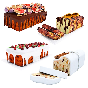 Fruit Berry Cake Set Collection 3D model image 1 